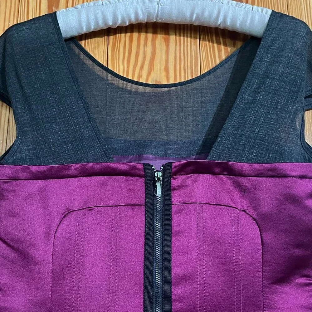 Tory Burch 100% Silk Purple Corset Fitted Pencil Dress NWOT